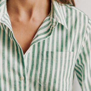 Sezane Tomboy Shirt in Green Stripes (38/M)